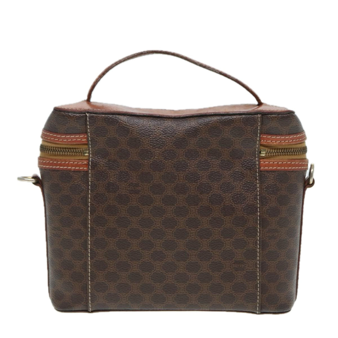 Celine Macadam Canvas Hand Bag PVC Leather 2way Brown Gold Auth 86428