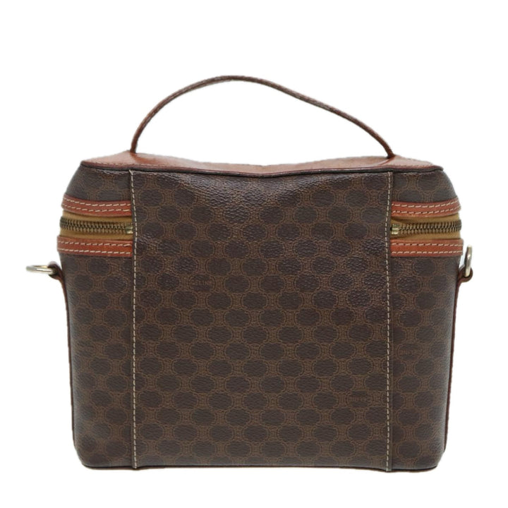 Celine Macadam Canvas Hand Bag PVC Leather 2way Brown Gold Auth 86428