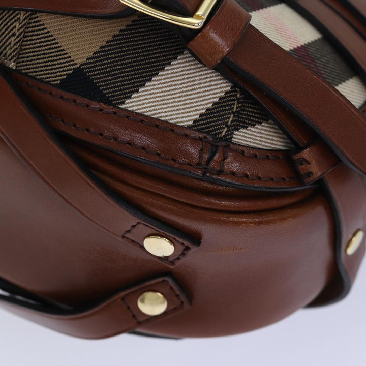 Burberry Nova Check Shoulder Bag Canvas Beige Gold Auth 86429