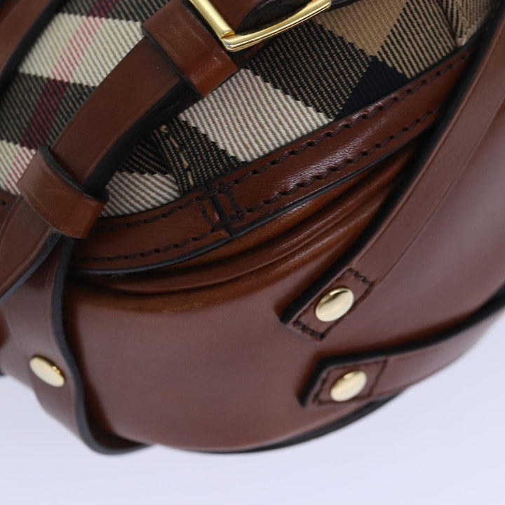 Burberry Nova Check Shoulder Bag Canvas Beige Gold Auth 86429