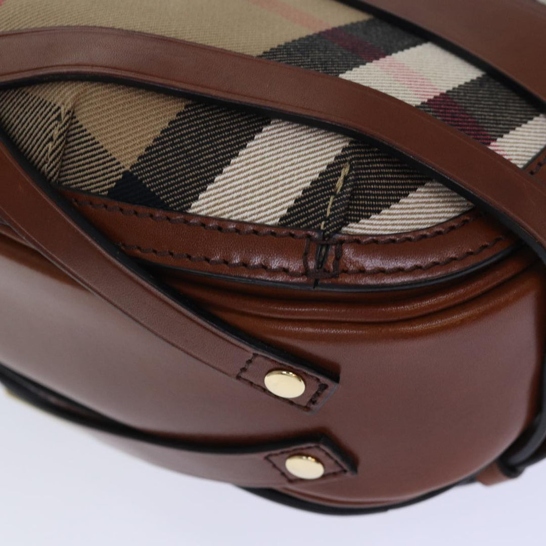 Burberry Nova Check Shoulder Bag Canvas Beige Gold Auth 86429