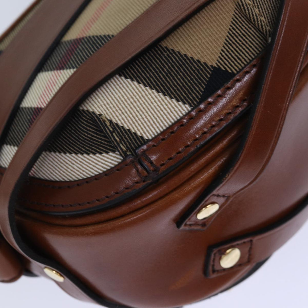 Burberry Nova Check Shoulder Bag Canvas Beige Gold Auth 86429