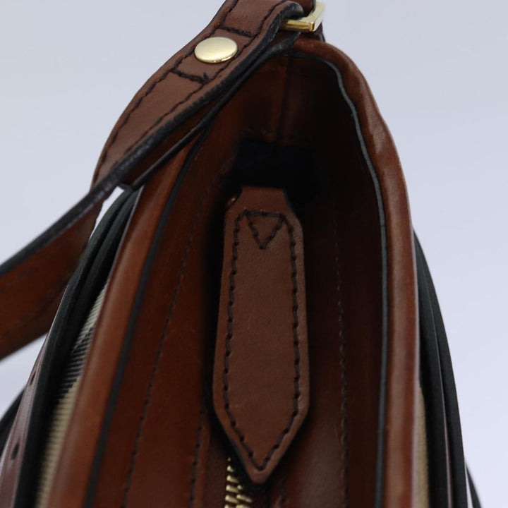 Burberry Nova Check Shoulder Bag Canvas Beige Gold Auth 86429