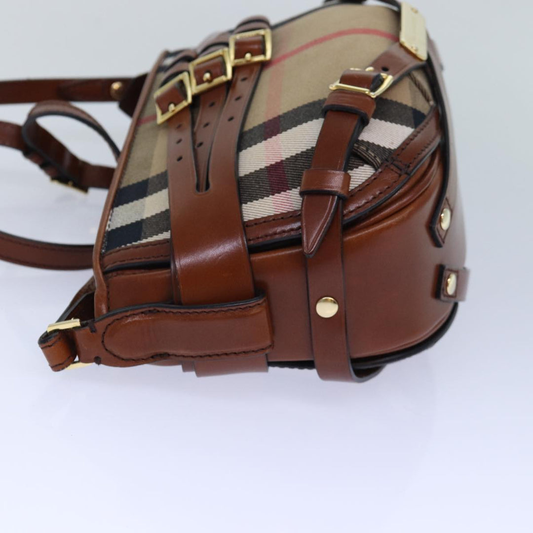 Burberry Nova Check Shoulder Bag Canvas Beige Gold Auth 86429