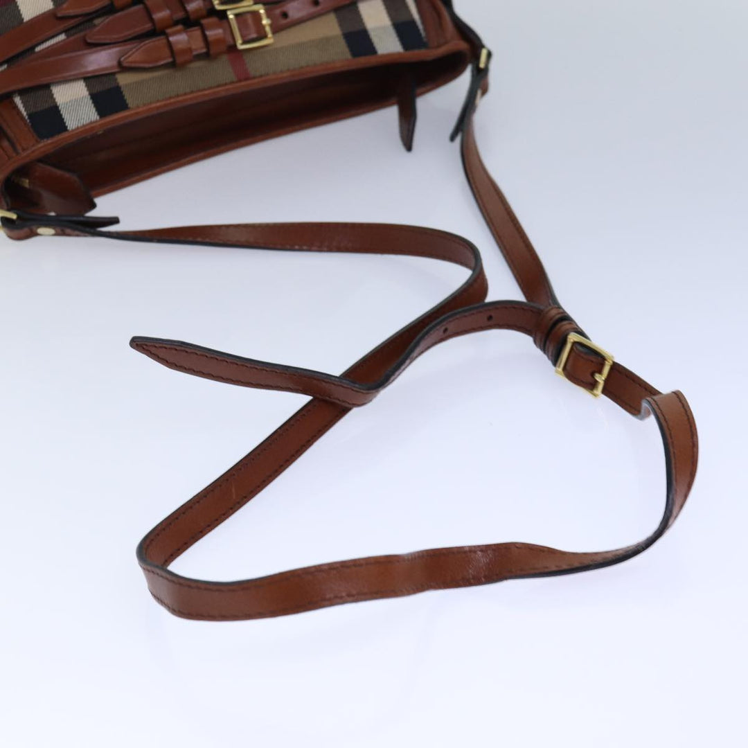 Burberry Nova Check Shoulder Bag Canvas Beige Gold Auth 86429