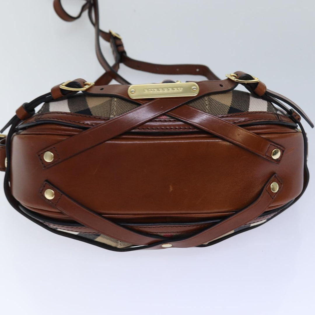 Burberry Nova Check Shoulder Bag Canvas Beige Gold Auth 86429