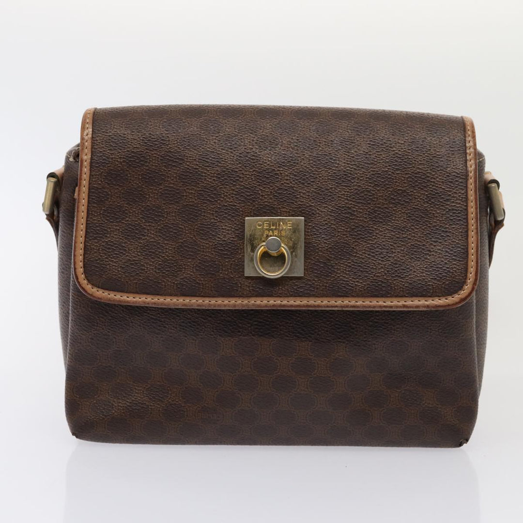 Celine Macadam Canvas Shoulder Bag 2Set Brown Auth 86463