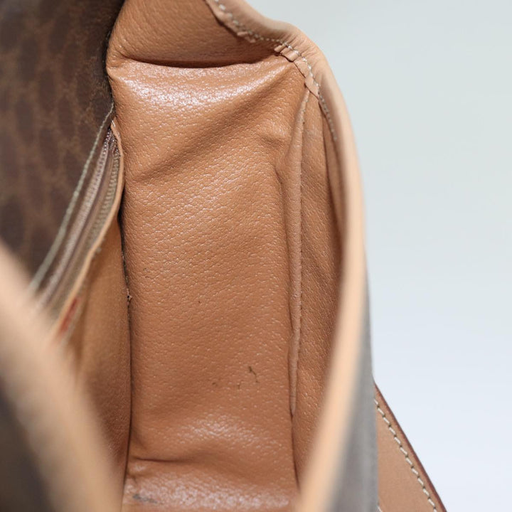 Celine Macadam Canvas Shoulder Bag PVC Leather Brown Gold Auth 86522