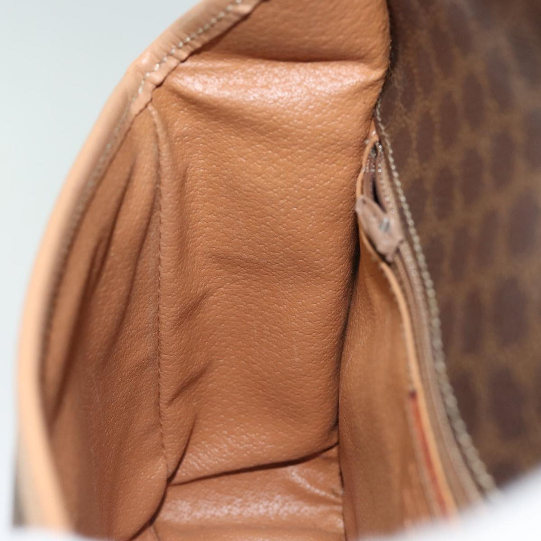 Celine Macadam Canvas Shoulder Bag PVC Leather Brown Gold Auth 86522