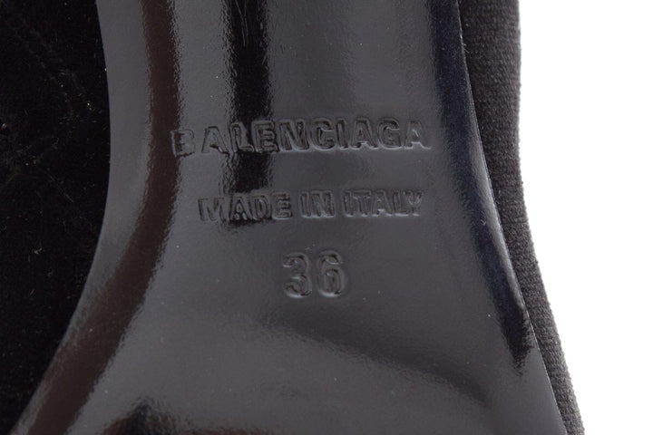 Balenciaga Black Velvet Pointed Toe Booties SZ 36