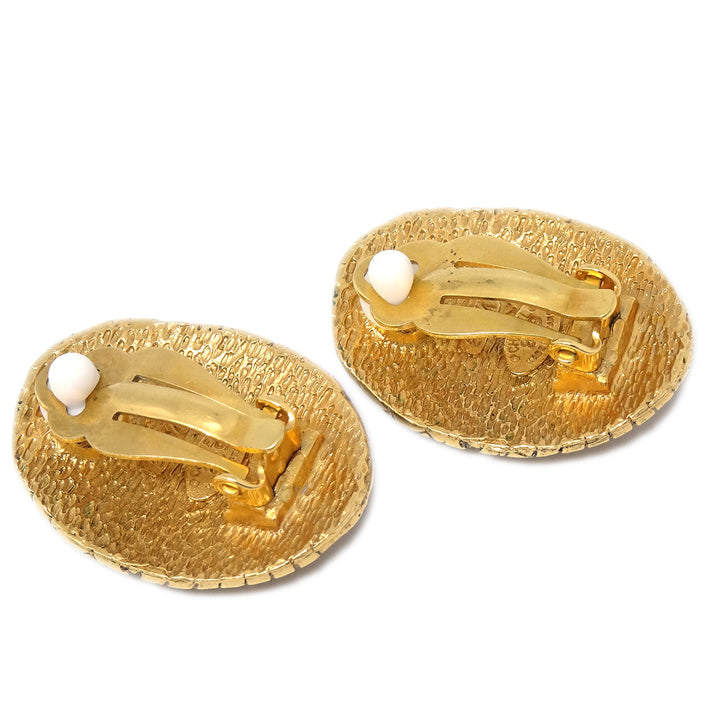 Top Quality Chanel Oval Earrings Clip-On Gold 2904/29