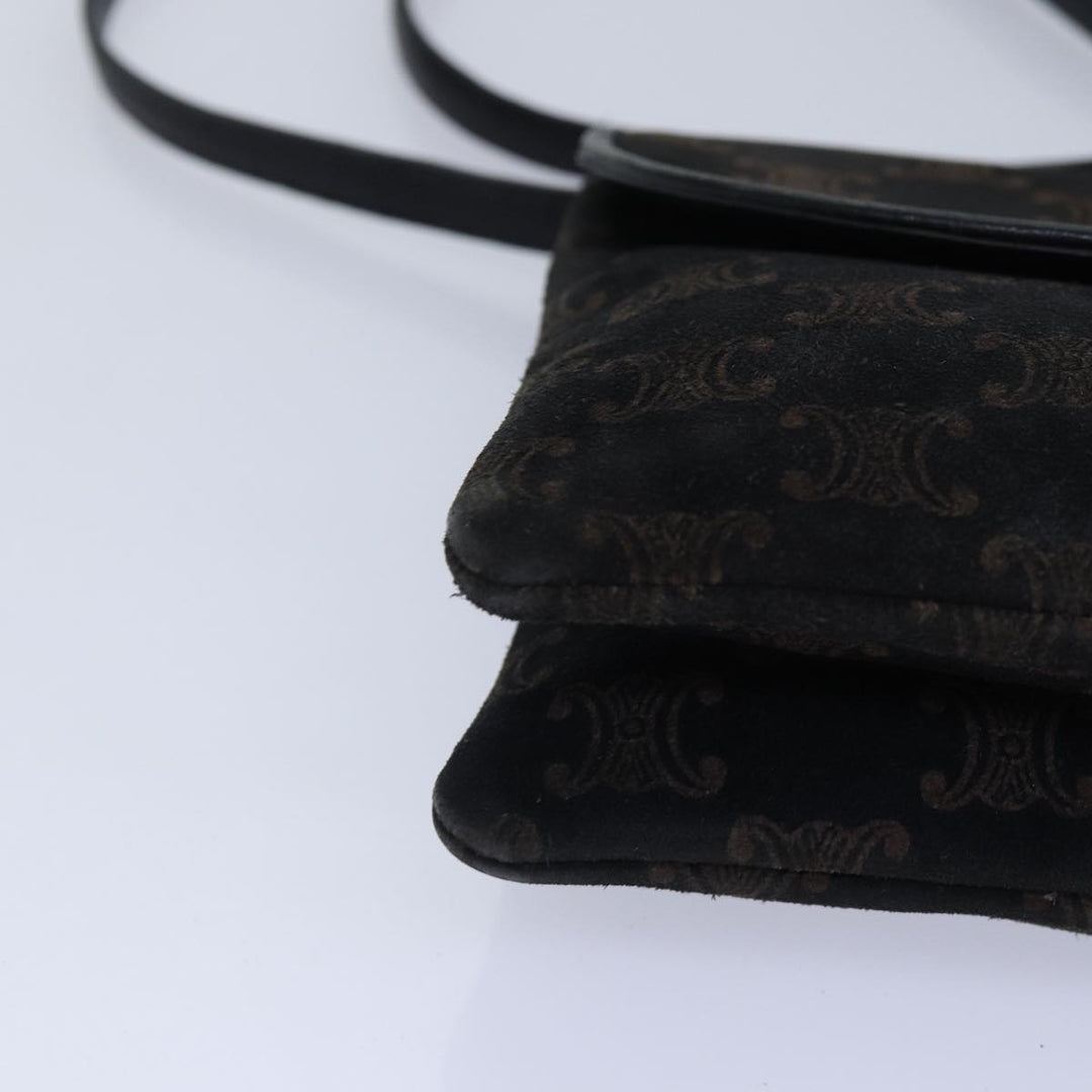 Celine Macadam Canvas Shoulder Bag Gold Black Auth 86637