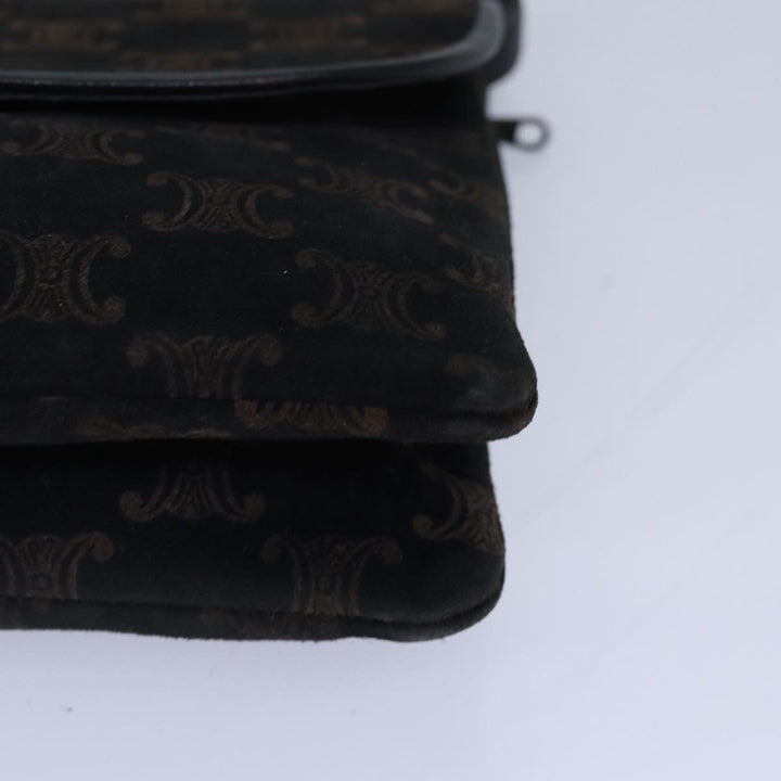 Celine Macadam Canvas Shoulder Bag Gold Black Auth 86637