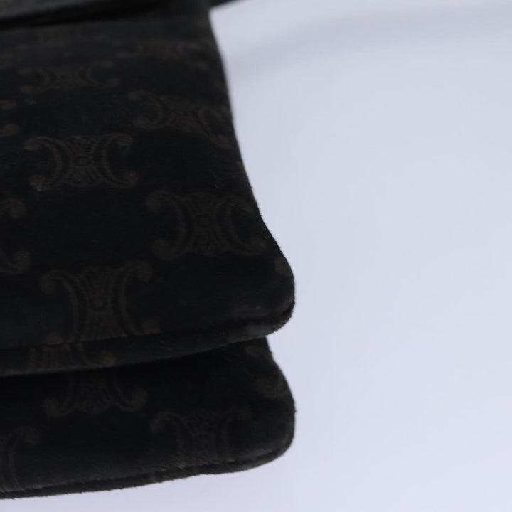 Celine Macadam Canvas Shoulder Bag Gold Black Auth 86637