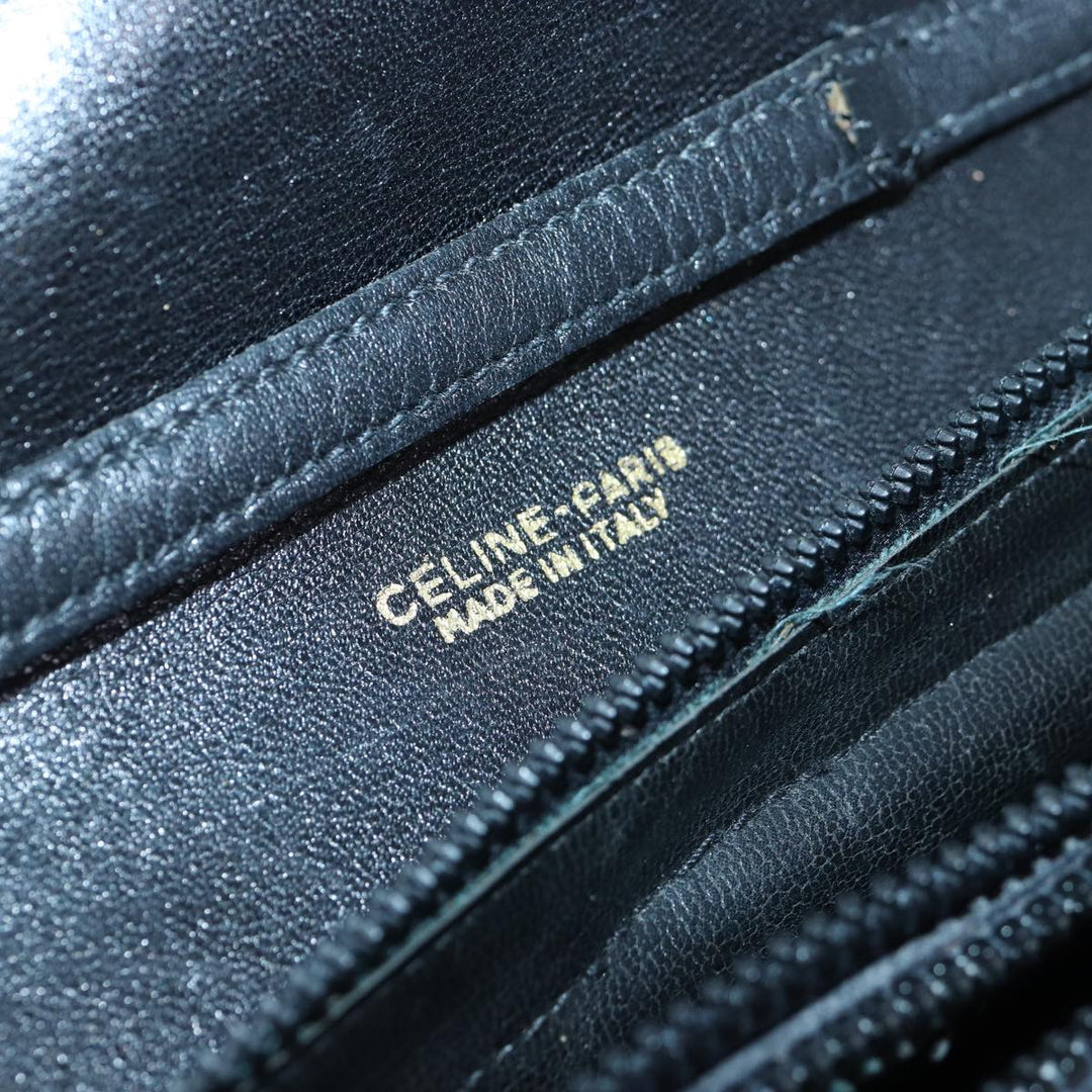 Celine Macadam Canvas Shoulder Bag Gold Black Auth 86637