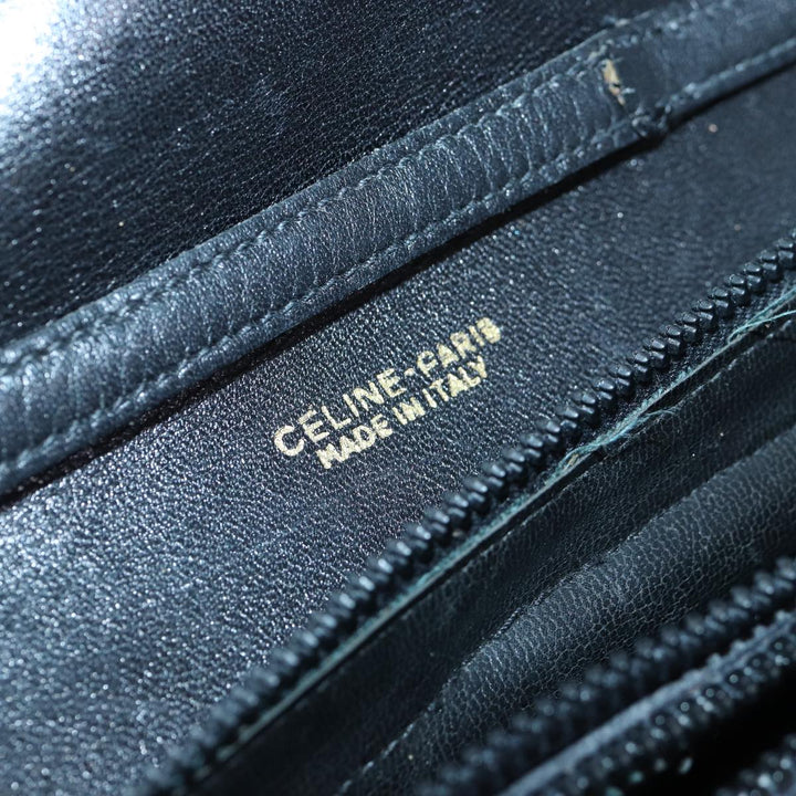 Celine Macadam Canvas Shoulder Bag Gold Black Auth 86637