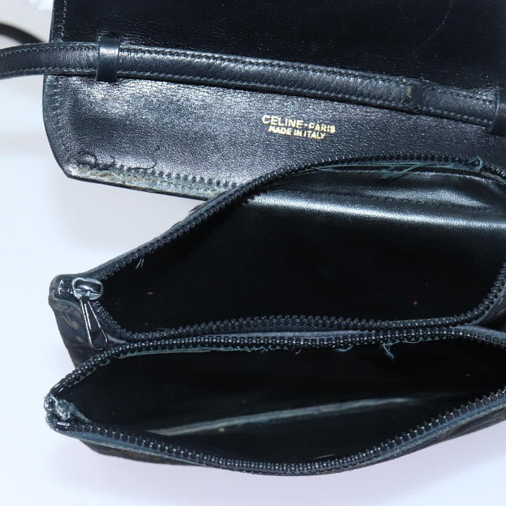 Celine Macadam Canvas Shoulder Bag Gold Black Auth 86637
