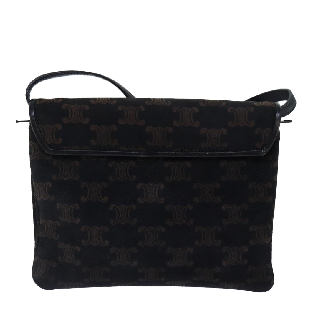 Celine Macadam Canvas Shoulder Bag Gold Black Auth 86637