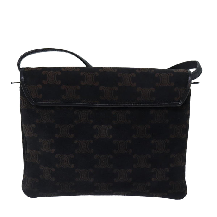 Celine Macadam Canvas Shoulder Bag Gold Black Auth 86637