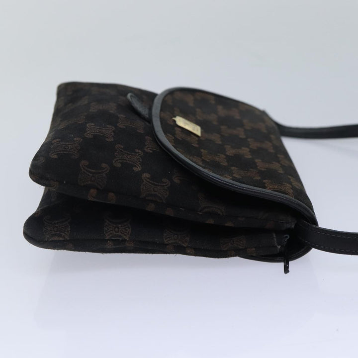 Celine Macadam Canvas Shoulder Bag Gold Black Auth 86637
