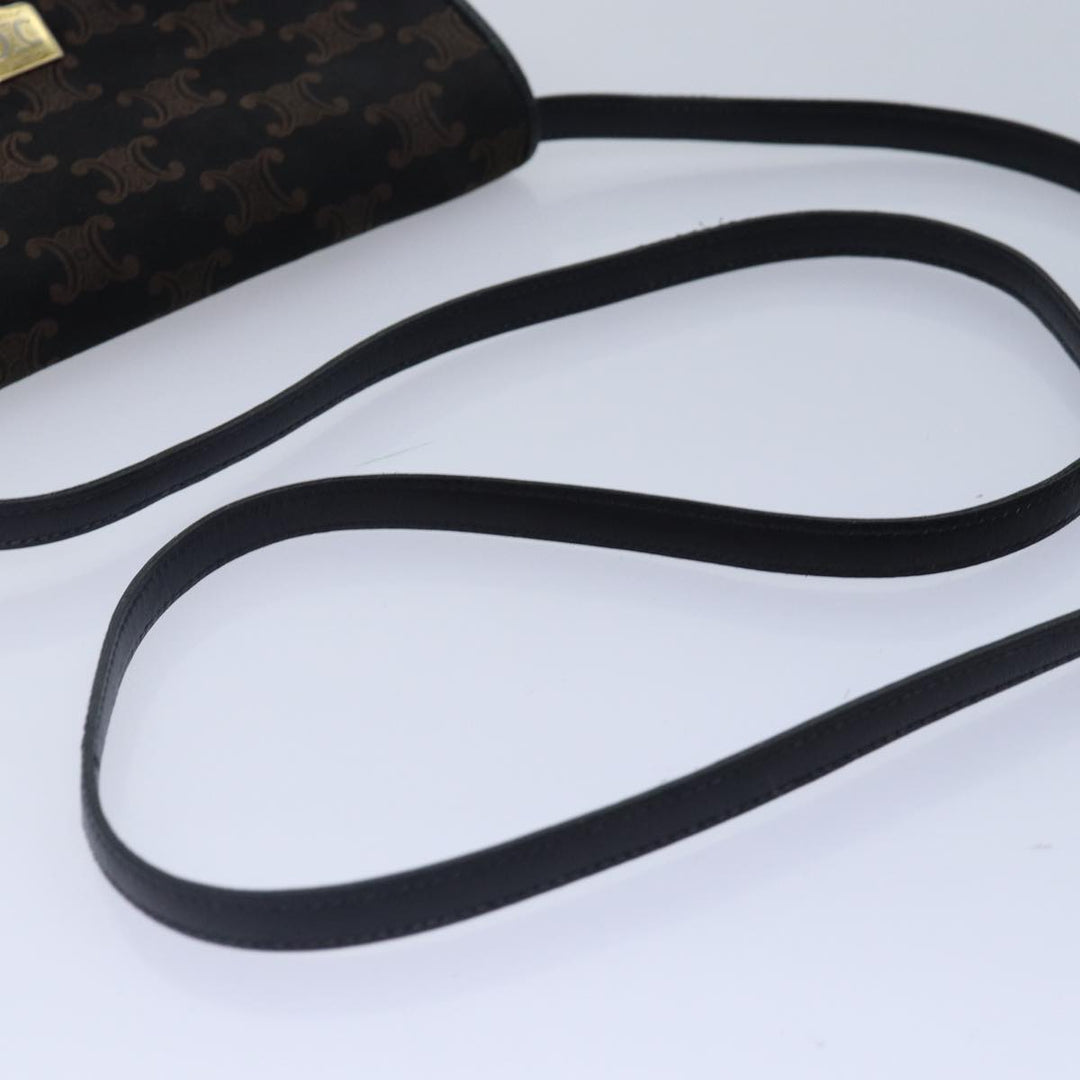 Celine Macadam Canvas Shoulder Bag Gold Black Auth 86637