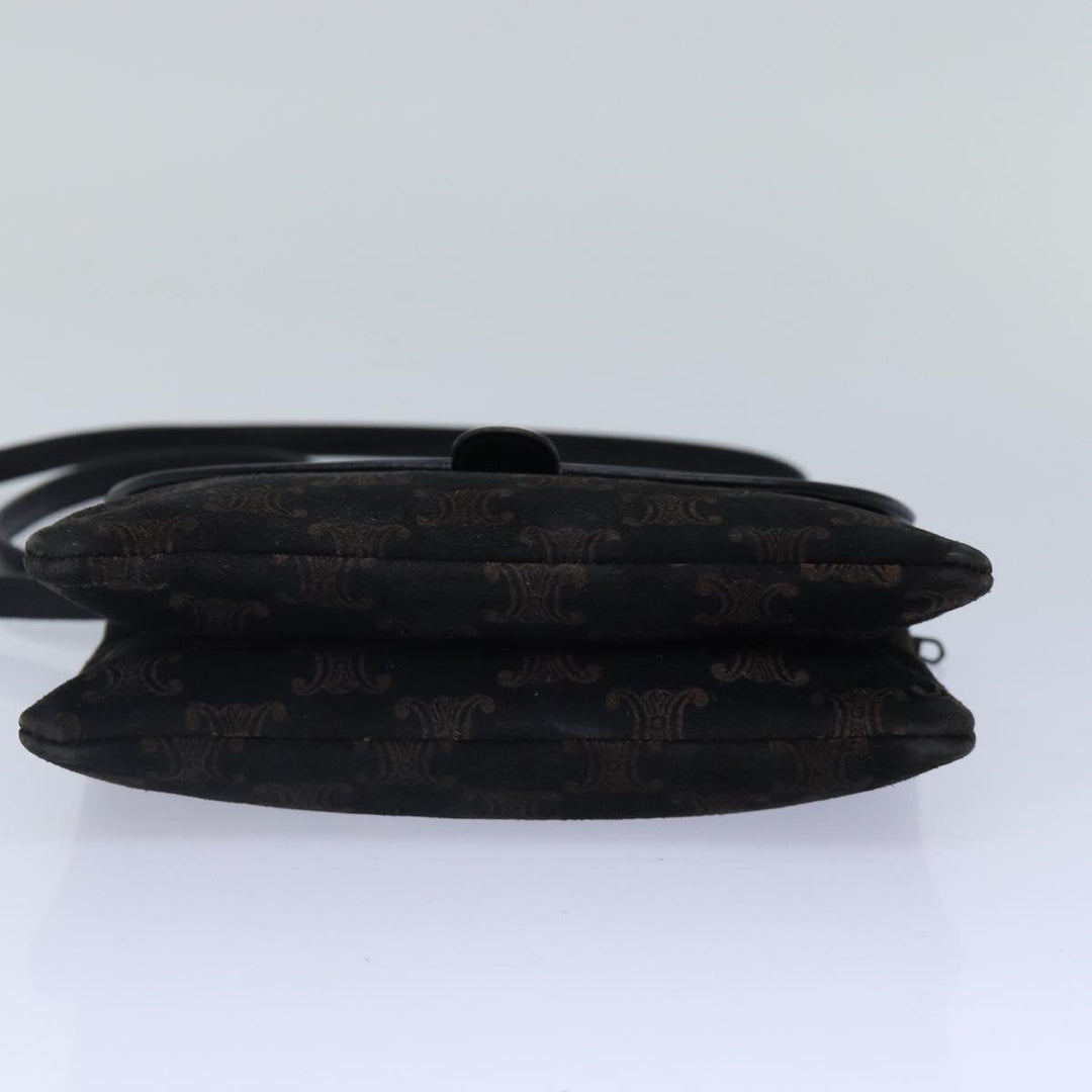 Celine Macadam Canvas Shoulder Bag Gold Black Auth 86637