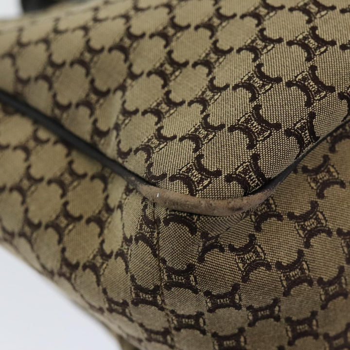 Celine Macadam Canvas Hand Bag Beige Gold Auth 86725