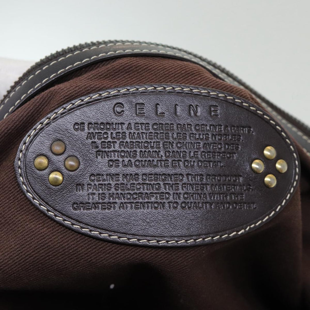 Celine Macadam Canvas Hand Bag Beige Gold Auth 86725