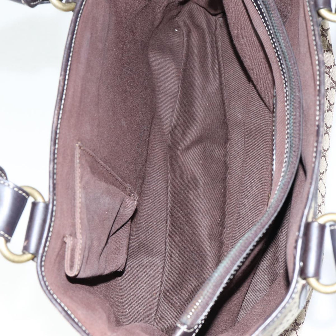 Celine Macadam Canvas Hand Bag Beige Gold Auth 86725