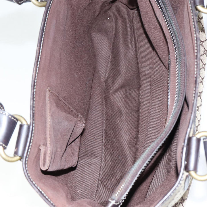 Celine Macadam Canvas Hand Bag Beige Gold Auth 86725