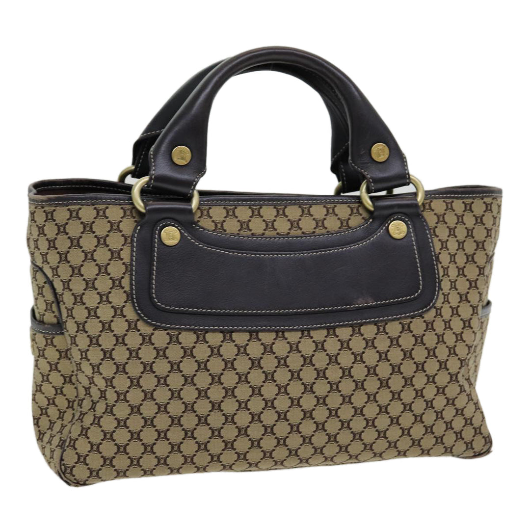 Celine Macadam Canvas Hand Bag Beige Gold Auth 86725