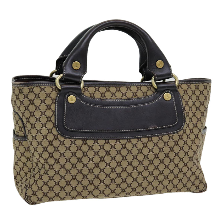 Celine Macadam Canvas Hand Bag Beige Gold Auth 86725