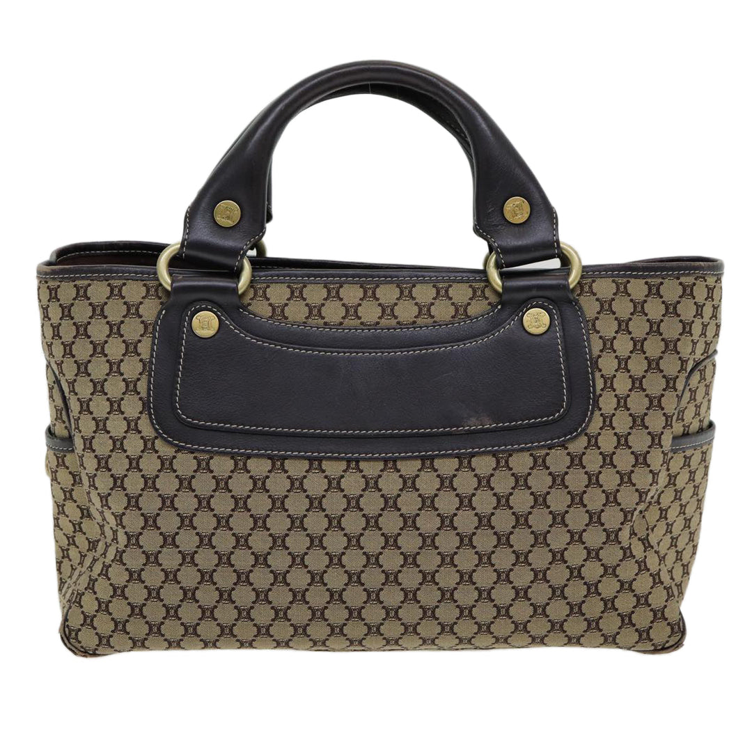 Celine Macadam Canvas Hand Bag Beige Gold Auth 86725