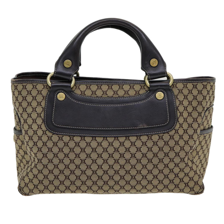 Celine Macadam Canvas Hand Bag Beige Gold Auth 86725
