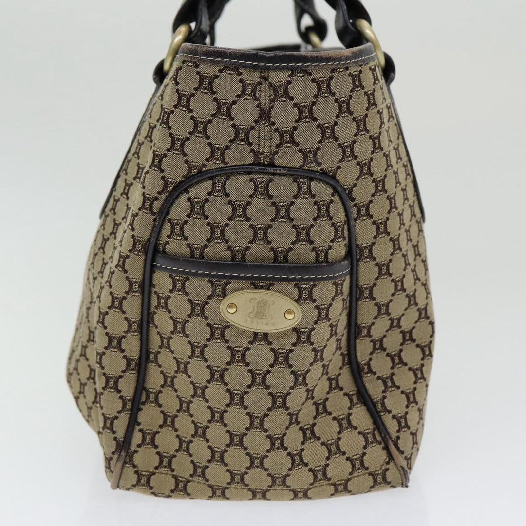 Celine Macadam Canvas Hand Bag Beige Gold Auth 86725
