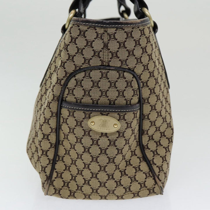 Celine Macadam Canvas Hand Bag Beige Gold Auth 86725