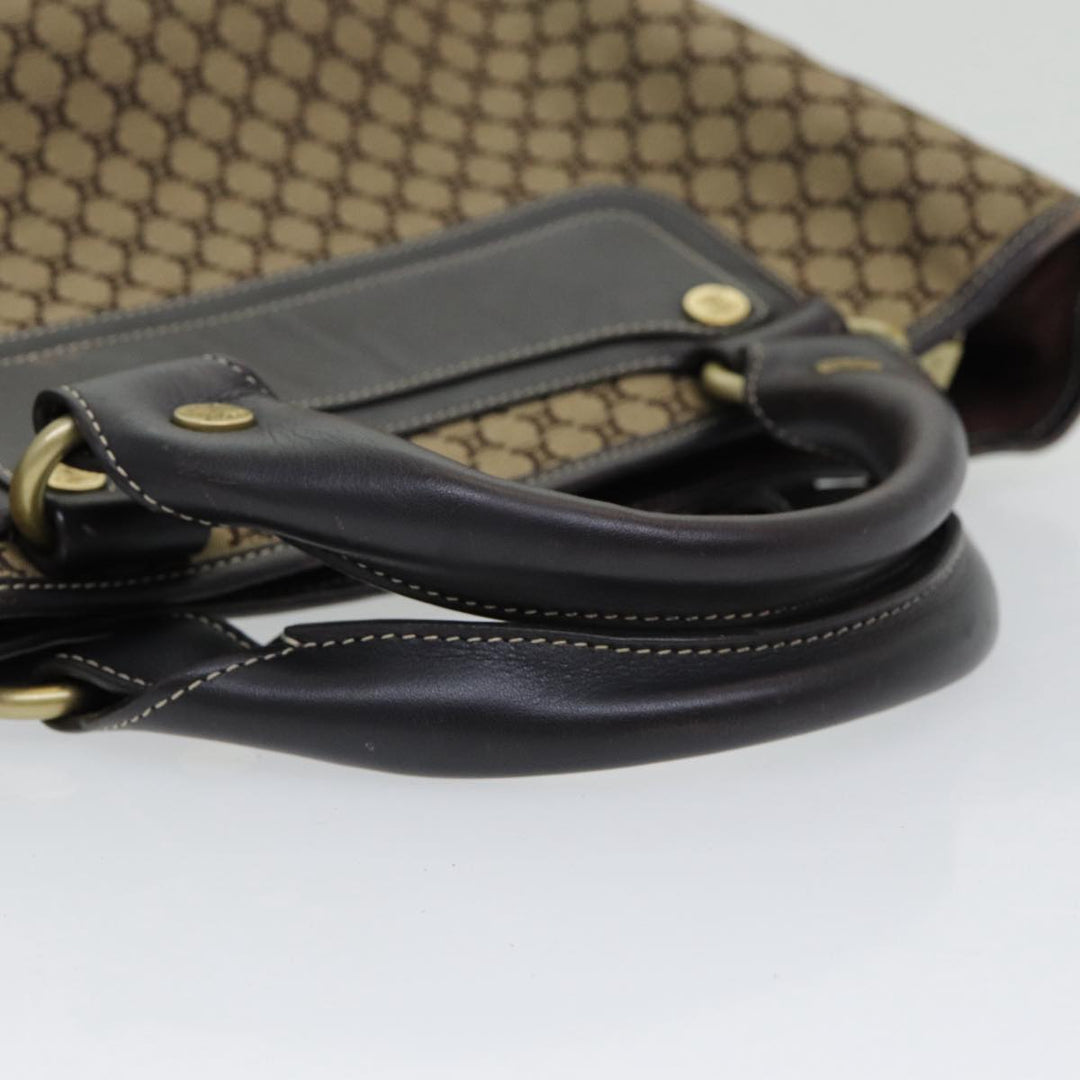 Celine Macadam Canvas Hand Bag Beige Gold Auth 86725