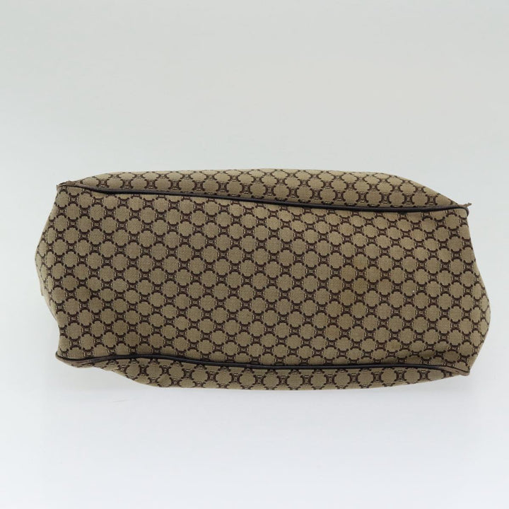 Celine Macadam Canvas Hand Bag Beige Gold Auth 86725