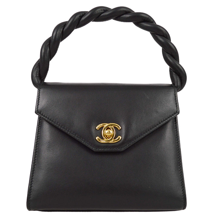 Top Quality Chanel * Black Lambskin Top Handle Bag