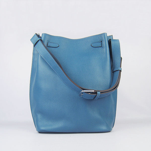 Hermes Nappa Leather Shoulder Bag H2804 blue Silver