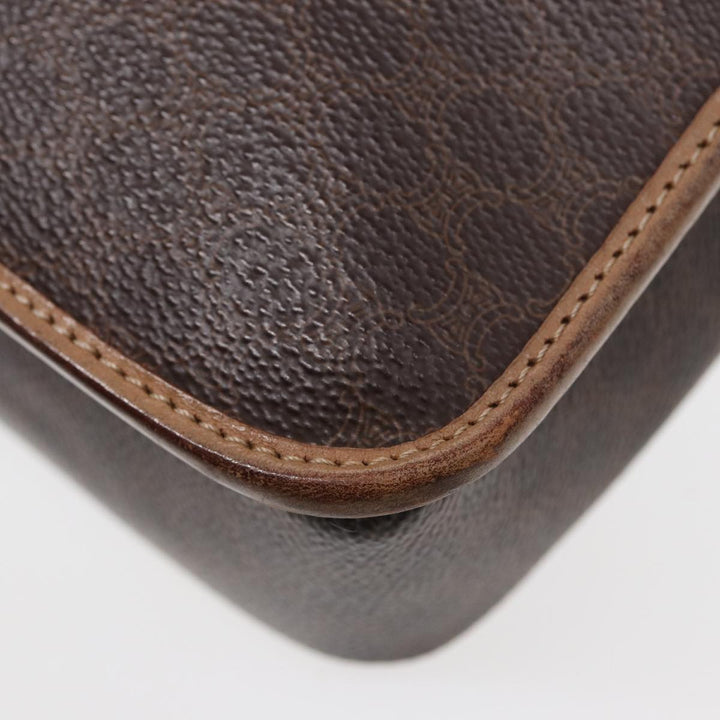 Celine Macadam Canvas Shoulder Bag PVC Leather Brown Gold Auth 86834