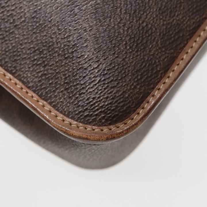 Celine Macadam Canvas Shoulder Bag PVC Leather Brown Gold Auth 86834