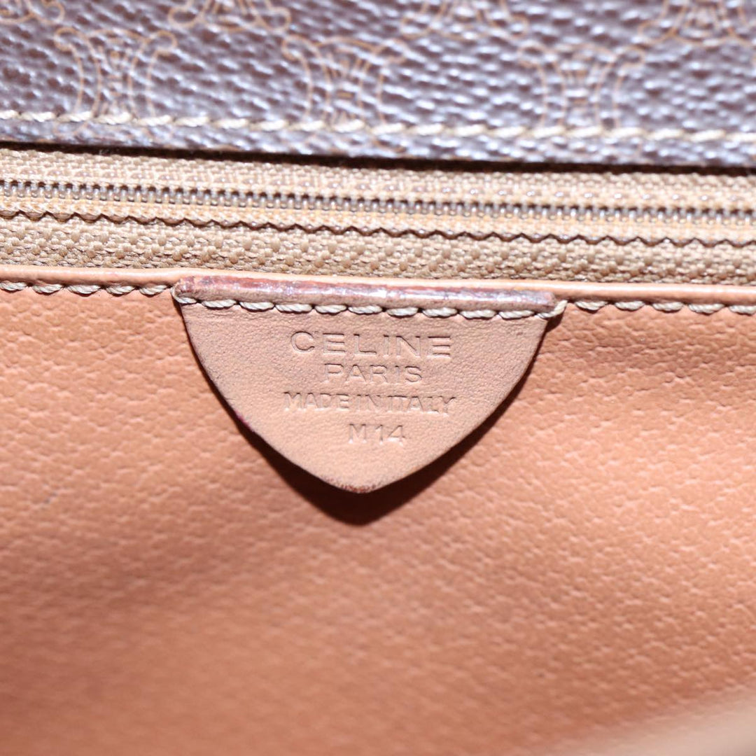Celine Macadam Canvas Shoulder Bag PVC Leather Brown Gold Auth 86834