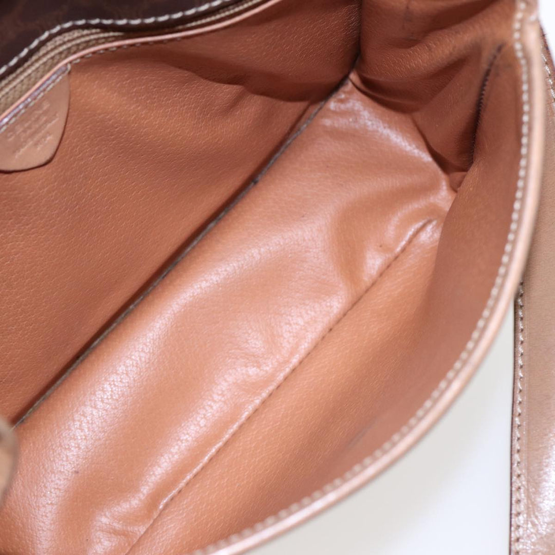 Celine Macadam Canvas Shoulder Bag PVC Leather Brown Gold Auth 86834