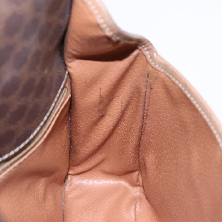 Celine Macadam Canvas Shoulder Bag PVC Leather Brown Gold Auth 86834