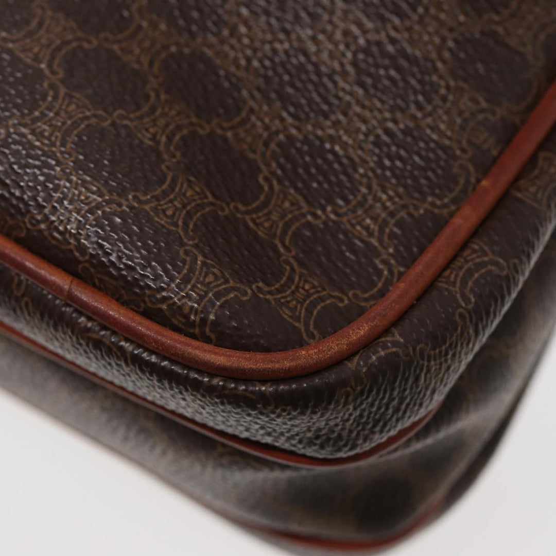 Celine Macadam Canvas Shoulder Bag PVC Leather Brown Gold Auth 86836