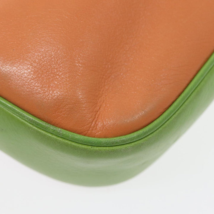 Celine Shoulder Bag Leather Pink Green gold Auth 86839