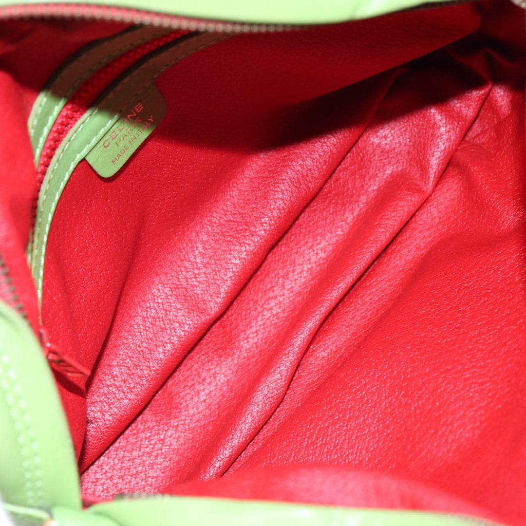 Celine Shoulder Bag Leather Pink Green gold Auth 86839