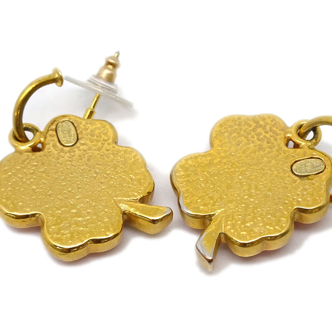 Top Quality Chanel Clover Dangle Piercing Earrings Gold 03P