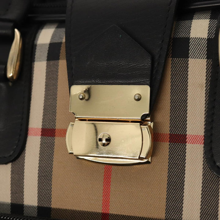 BurberrySs Nova Check Garment Cover Canvas Leather Beige Black gold Auth 86956